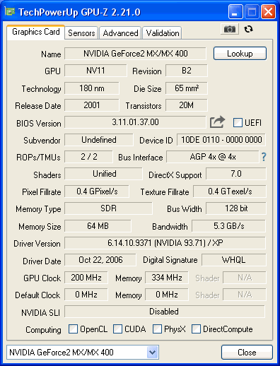 MX400 OEM ACTIEF GPUZ