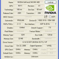 MX400 PROLINK 32MB GPUZ