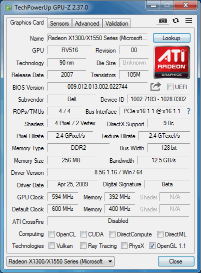 X1300-X1550 DELL GPUZ