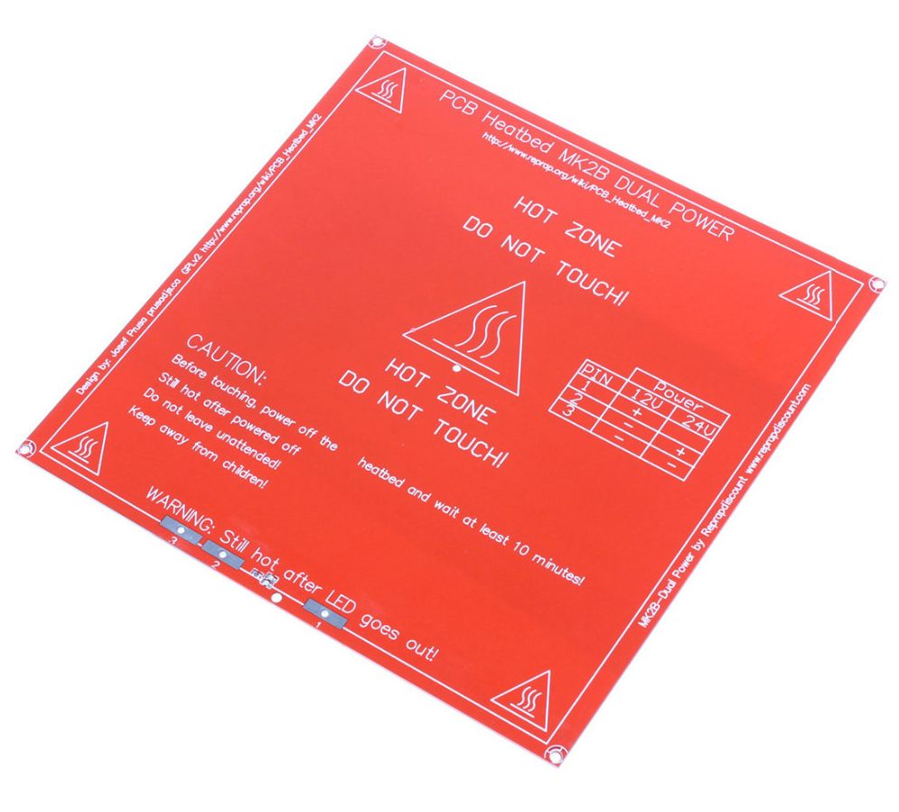 Heated bed 12V 24V 214x214mm MK2B