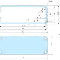 Behuizing aluminium 100x71x25mm zwart afmetingen