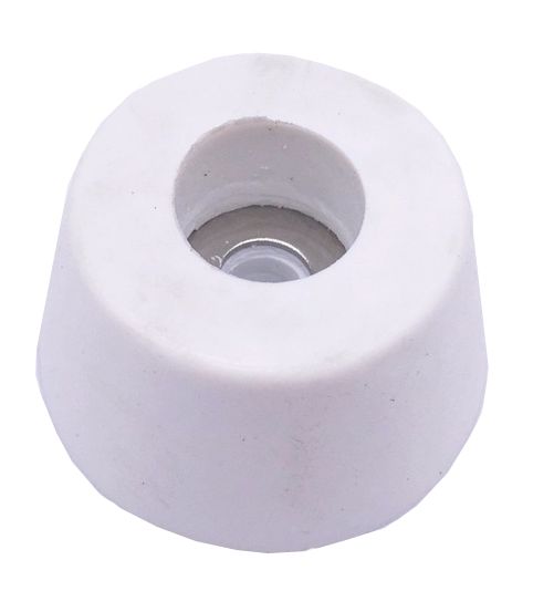 Voet Stootdop Bumper met metalen ring rond d=14mm x h=9mm rubber wit Voet Stootdop Bumper met metalen ring rond d=14mm x h=9mm rubber wit