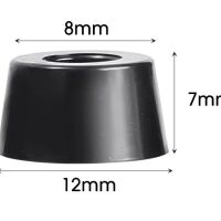 Voet Stootdop Bumper met metalen ring rond d=12mm h=7mm gat=3.2mm rubber zwart 2G02-10-03-01 - Afbeelding 3