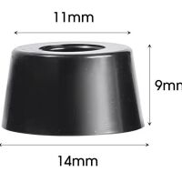 Voet Stootdop Bumper met metalen ring rond d=14mm h=9mm gat=3.2mm rubber zwart 2G06-03-04-02 - Afbeelding 3