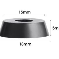 Voet Stootdop Bumper met metalen ring rond d=18mm h=5mm gat=3.2mm rubber zwart F02-37-02 - Afbeelding 3