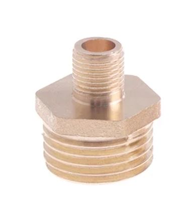Koppelstuk buitendraad 1/2" DN15 naar buitendraad 1/8" DN6 messing Koppelstuk buitendraad 1/2" DN15 naar buitendraad 1/8" DN6 messing