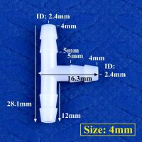 Slangkoppeling T-stuk OD=4x4x4mm PE melkwit - Afbeelding 3