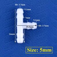 Slangkoppeling T-stuk OD=5x5x5mm PE melkwit - Afbeelding 3