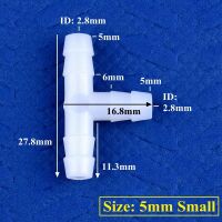 Slangkoppeling T-stuk OD=5x5x5mm klein model PE melkwit - Afbeelding 3