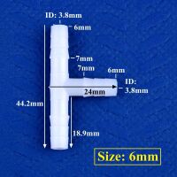 Slangkoppeling T-stuk OD=6x6x6mm PE melkwit - Afbeelding 3