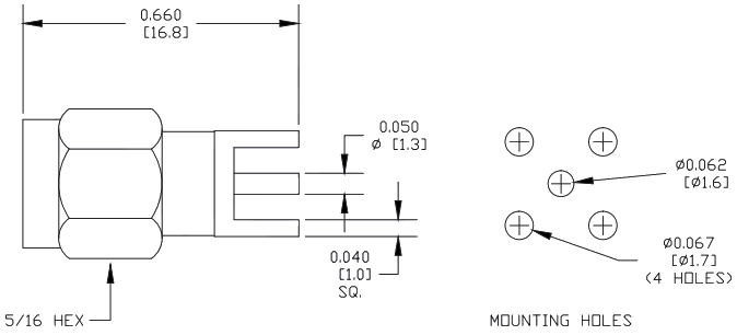 Antenne SMA female plug connector PCB maten