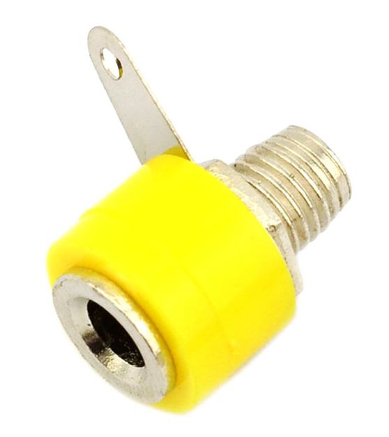 Banaanplug female 4mm Geel