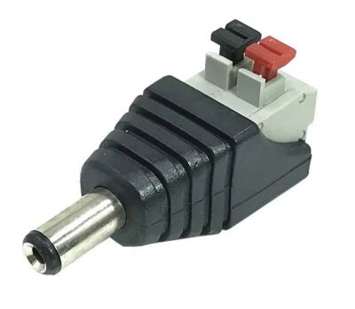 Power connector 5.5x2.1mm male 11mm pushterminals 01