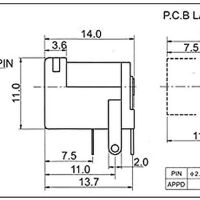 Power connector 5.5x2.1mm female DC050 PCB zwart - Afbeelding 3