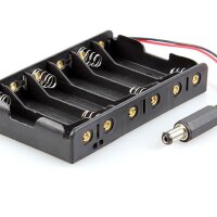 Batterij houder 6xAA (9v) met power connector 5.5x2.1mm male