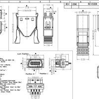 Centronics 14-pin connector met behuizing afmetingen