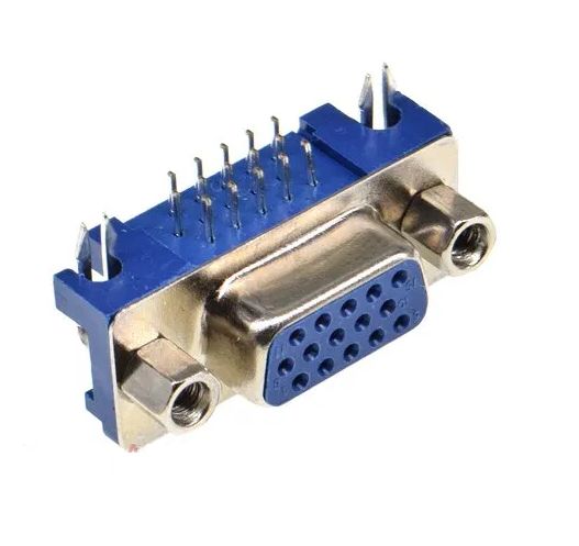 D-SUB DB15 DE-15 High Density connector female PCB horizontaal