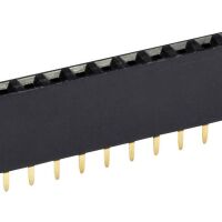 Pin header female pinsocket 1x19-pin 2.54mm pitch zwart