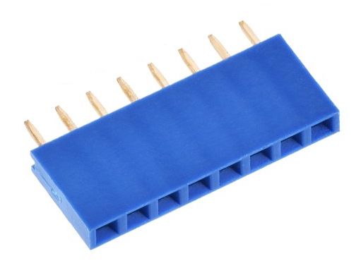 Pin header female pinsocket 1x8-pin 2.54mm pitch blauw