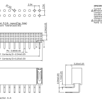 Pin header female pinsocket 2x13 pin 2.54mm pitch horizontaal zwart - Afbeelding 3