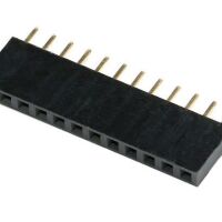 Pin header female pinsocket 1x12-pin 2.54mm pitch zwart