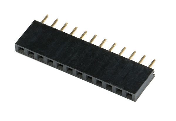 Pin header female pinsocket 1x12-pin 2.54mm pitch zwart