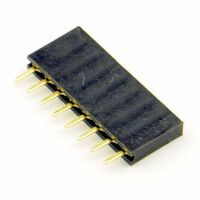 Pin header female pinsocket 1x8-pin 2.54mm pitch zwart