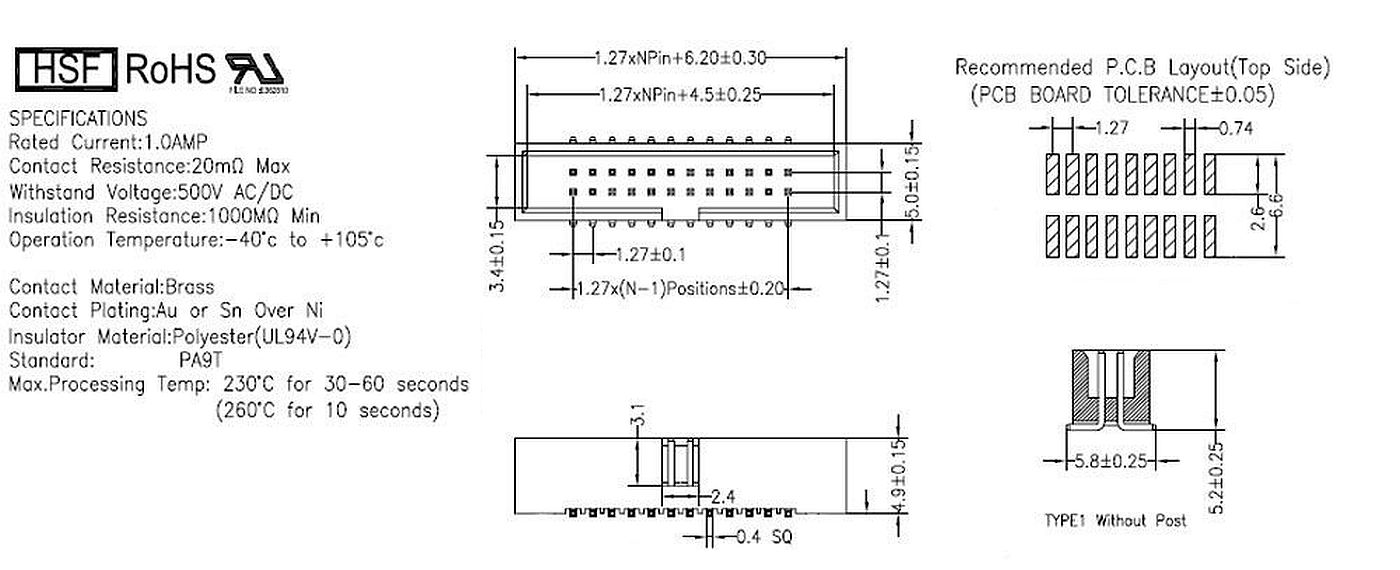 Pin header 2x13 pin 1