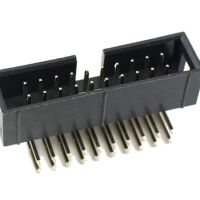 Pin header 2x13 pin 2.54mm pitch met mantel horizontaal zwart