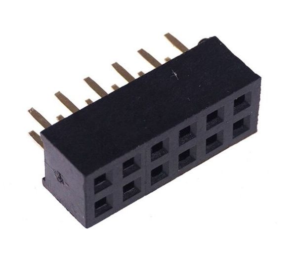 Pin header female pinsocket 2x6 pin 2.00mm pitch zwart