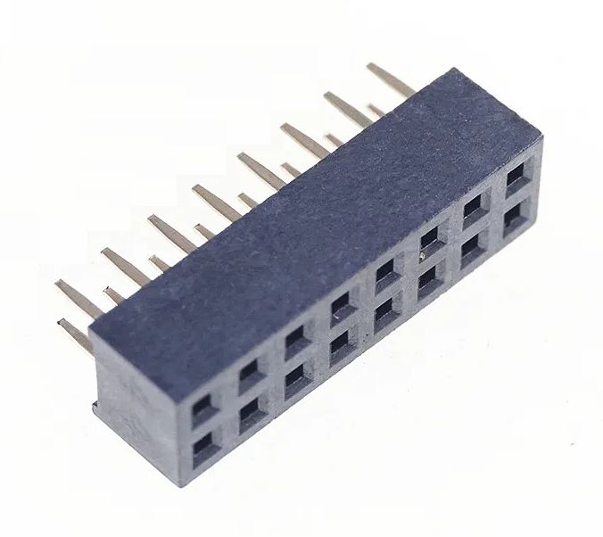 Pin header female pinsocket 2x8 pin 2.00mm pitch zwart