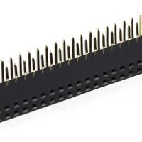 Pin header female pinsocket 2x20 pin 2.54mm pitch bocht 90 graden zwart