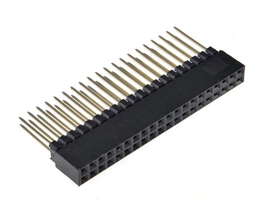 Pin header female pinsocket 2x20 pin 2.54mm pitch extended 12mm zwart