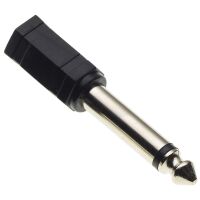 Jack connector 2-polig 3.5mm female naar 6.35mm male verloop zwart