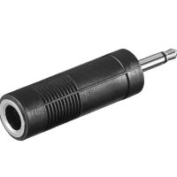Jack connector 2-polig 6.35mm female naar 3.5mm male verloop zwart