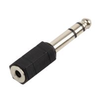 Jack connector 3-polig 3.5mm female naar 6.35mm male verloop zwart