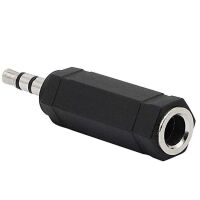 Jack connector 3-polig 6.35mm female naar 3.5mm male verloop zwart