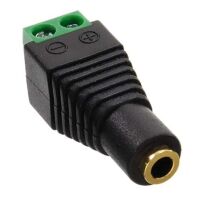 Jack connector 3.5mm 2-polig female zwart met schroefterminals