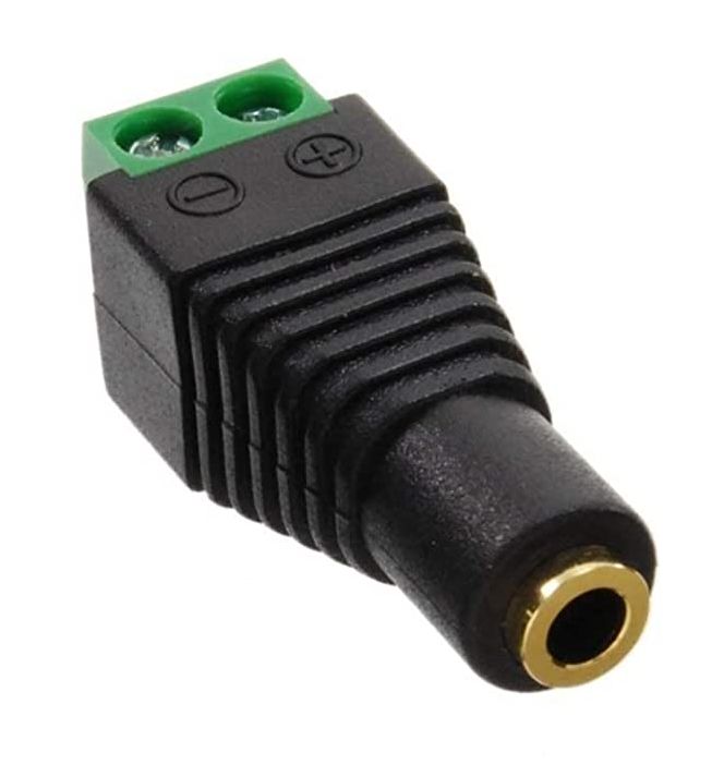 Jack connector 3.5mm 2-polig female zwart met schroefterminals