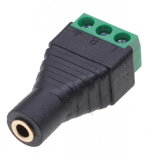 Jack connector 3.5mm 3-polig female zwart met schroefterminals