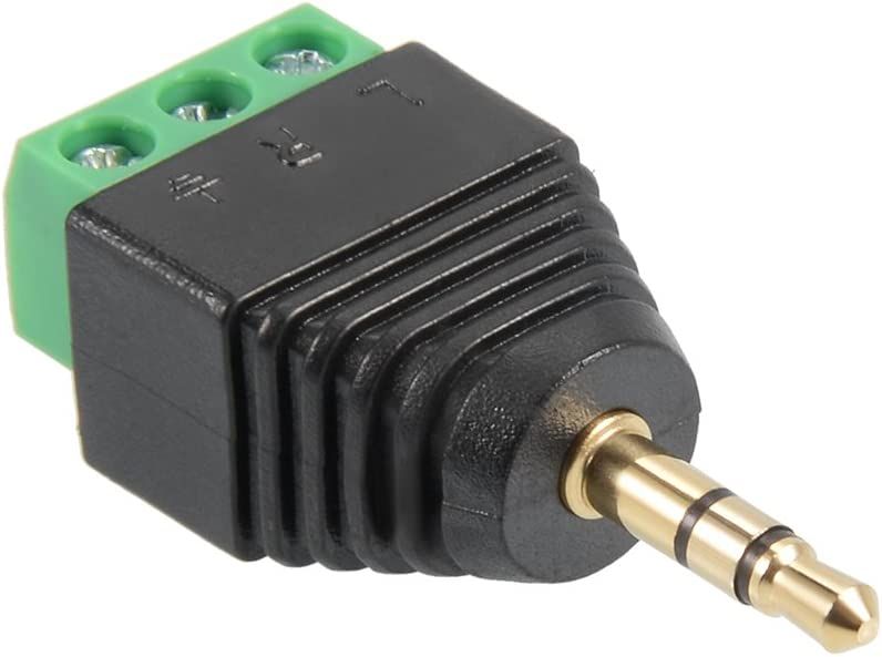 Jack connector 3.5mm 3-polig male zwart met schroefterminals