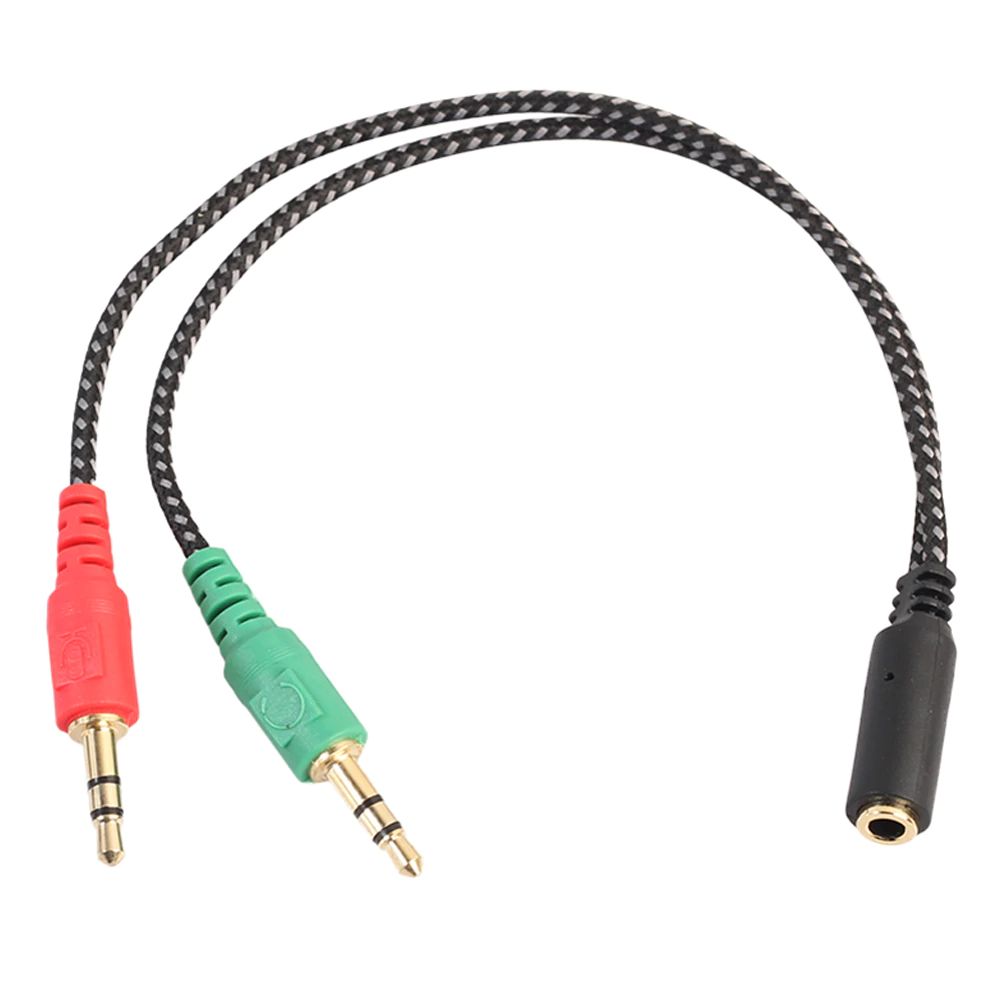 Jack connector 3.5mm 4-polig verloop naar koptelefoon en microfoon 15cm