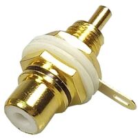 RCA Tulp connector 2-polig female verguld zwart voor inbouw