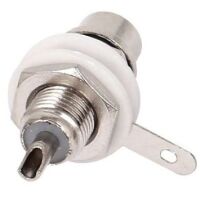 RCA Tulp connector 2-polig female verzilverd zwart voor inbouw achterkant