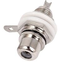 RCA Tulp connector 2-polig female verzilverd zwart voor inbouw