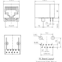 RJ connector 10P10C female kunststof zwart RJ50 horizontaal PCB - Afbeelding 3