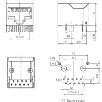 RJ connector 10P10C female shielded RJ50 horizontaal PCB - Afbeelding 3