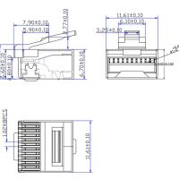 RJ connector 10P10C male shielded short RJ50 - Afbeelding 4