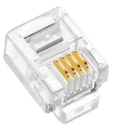 RJ connector 6P4C male transparant RJ11