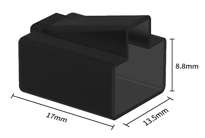 RJ connector 8P male bescherming cover stofkap zwart RJ45 model2 afmetingen